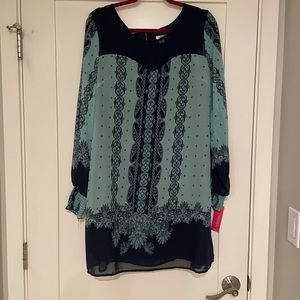 Navy blue and teal dress